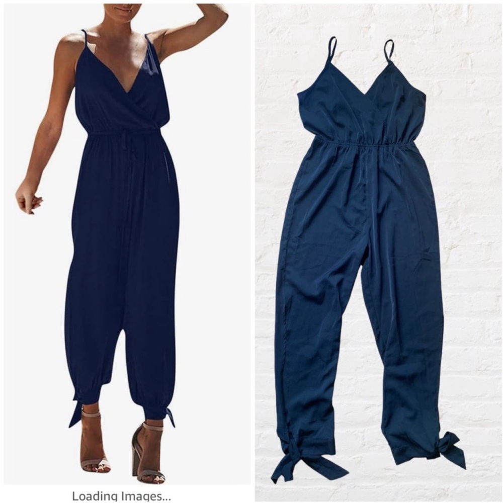 Shein pant jumpsuit with ankle tie accent
